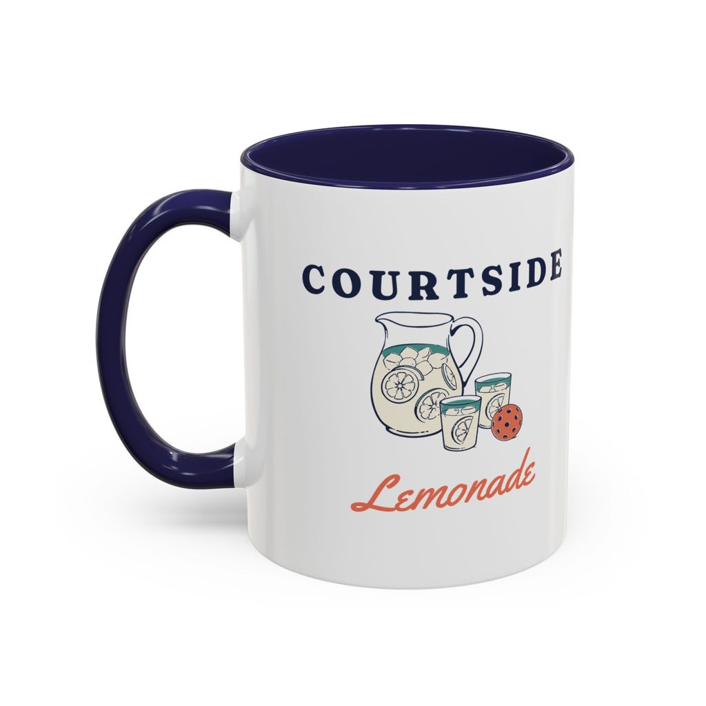Courtside Lemonade Mug in Navy, design, handle left