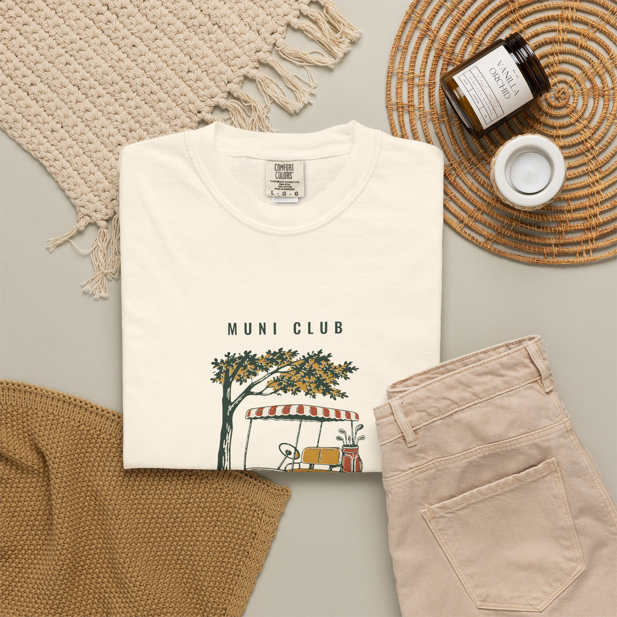 Cart Girl Tee in Ivory, flat lay