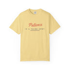 Patience Is a Third Shot Tee in Butter, front view