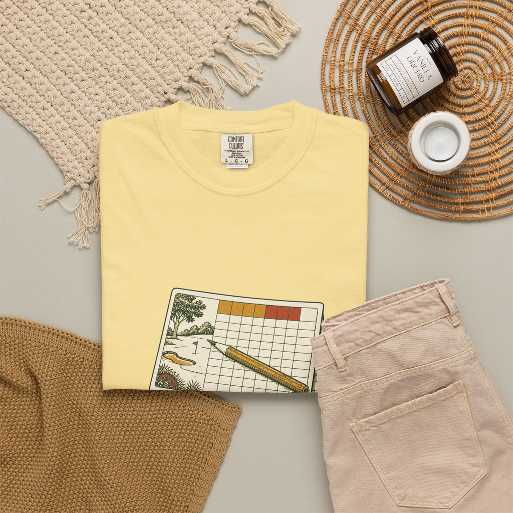 Every Stroke Counts Tee in Butter, flat lay