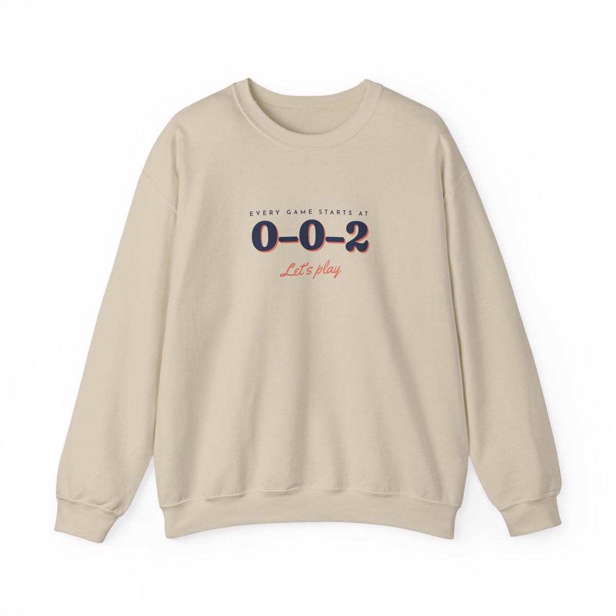 0–0–2 Crewneck in Sand, front view