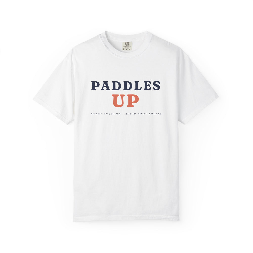 Paddles Up Tee in White, front view