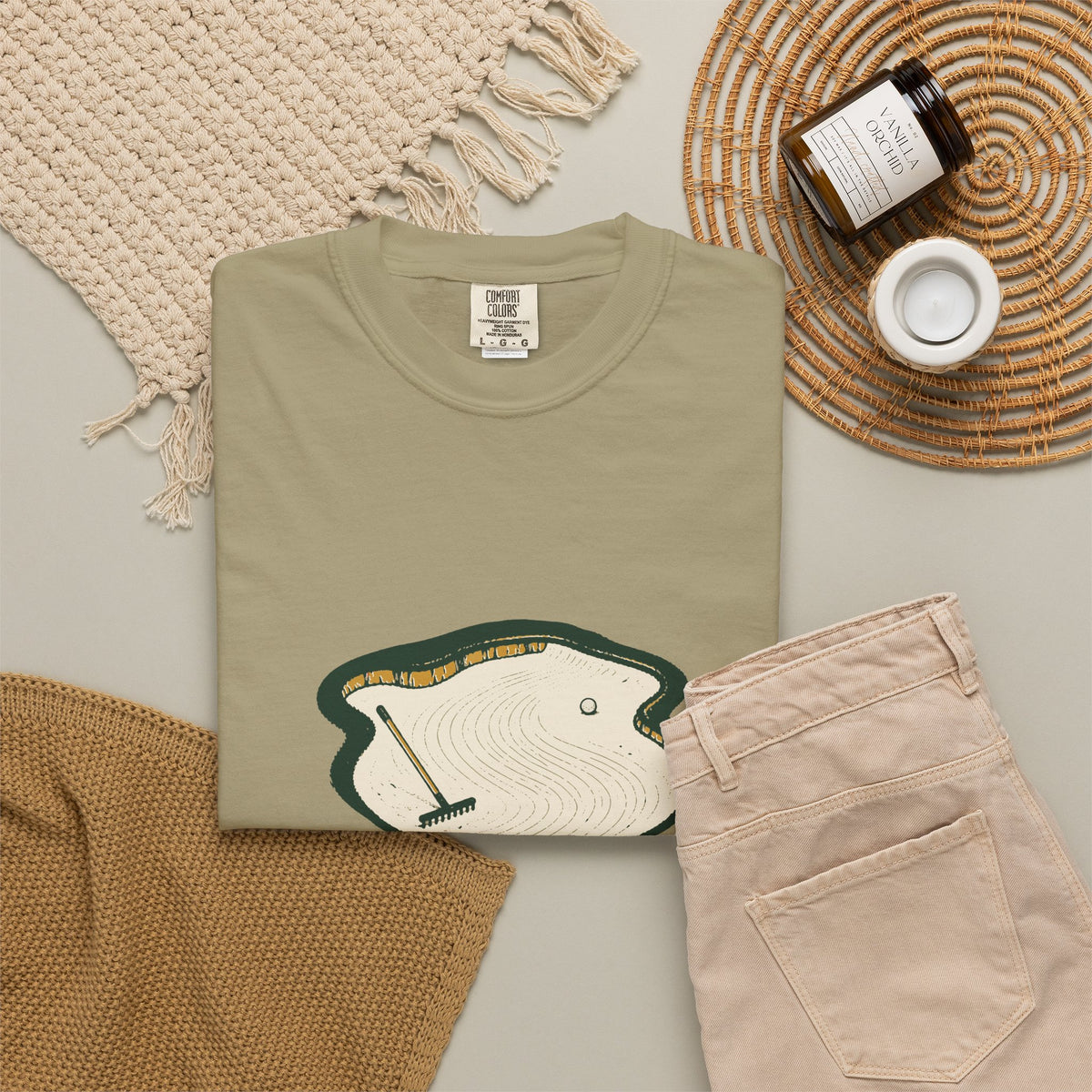 Beach Day Tee in Khaki, flat lay