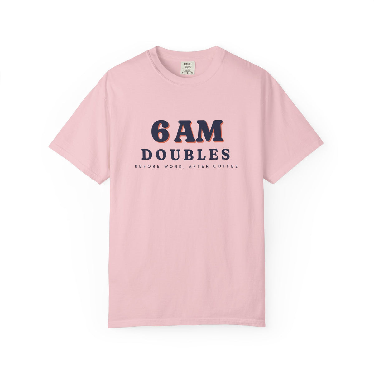 6 AM Doubles Tee in Blossom, front view