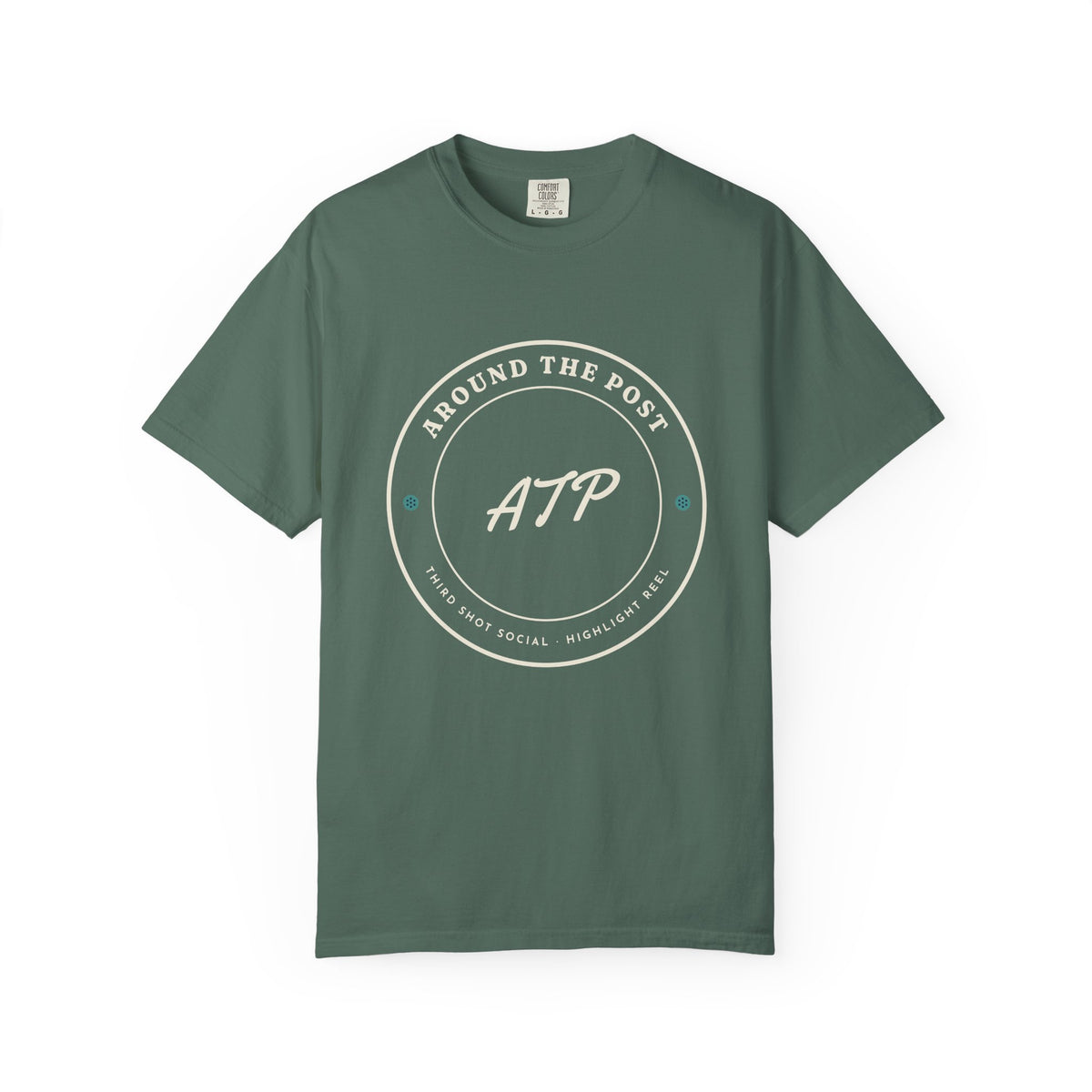Around the Post Tee in Blue Spruce, front view