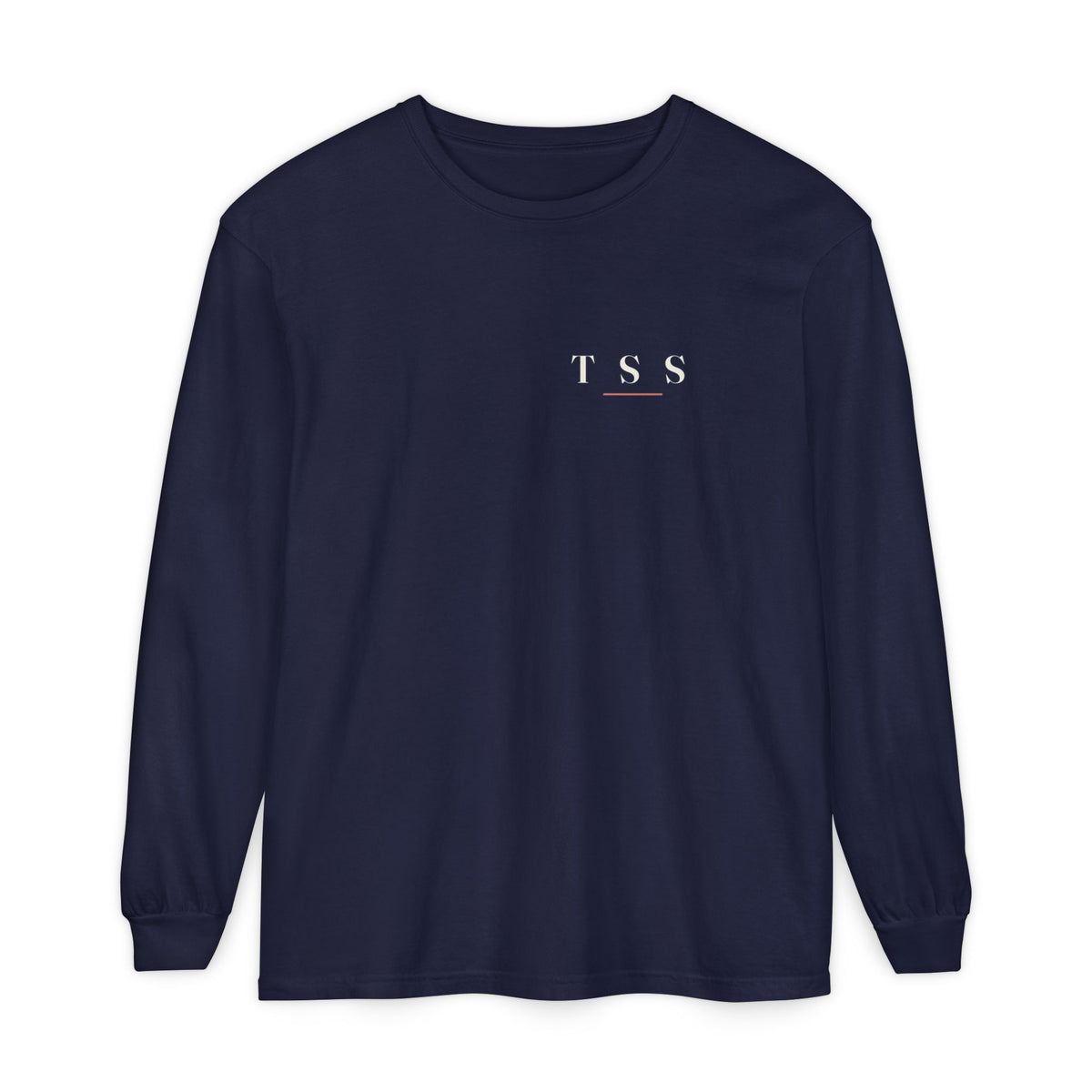 T S S Long Sleeve Tee in True Navy, front view