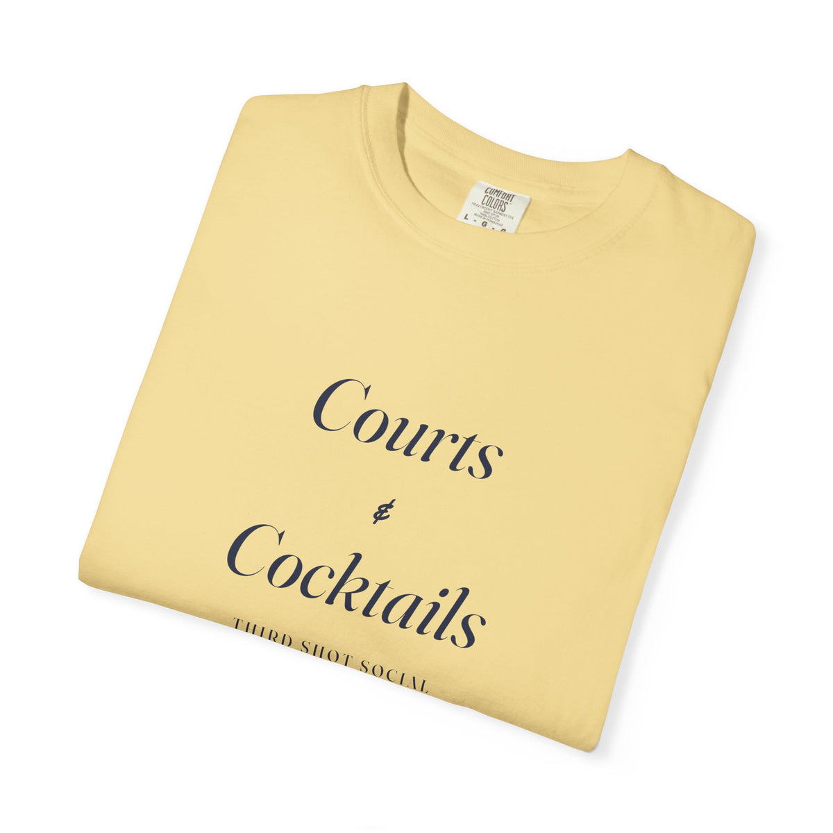 Courts & Cocktails Italic Tee in Butter, folded