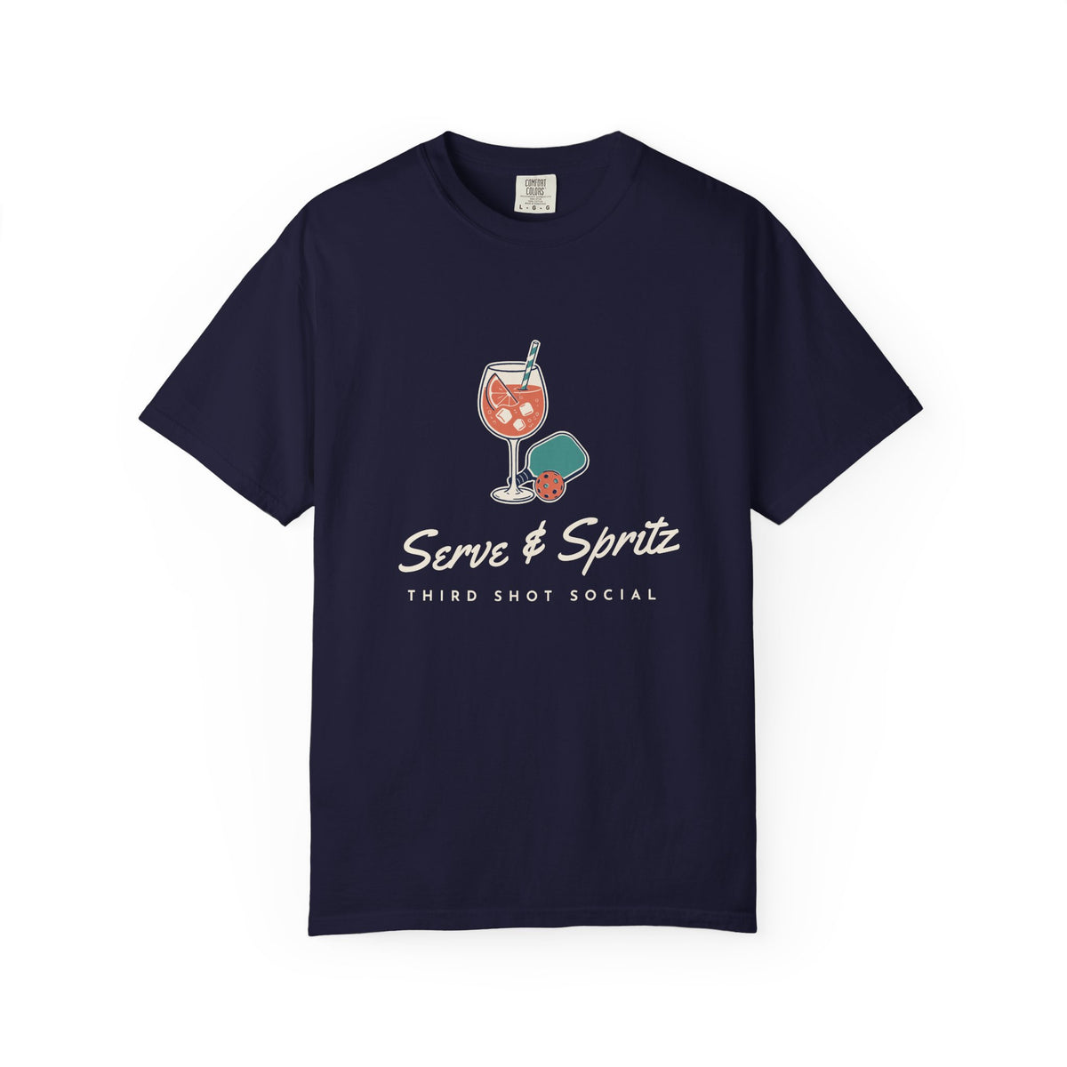 Serve & Spritz Tee in True Navy, front view
