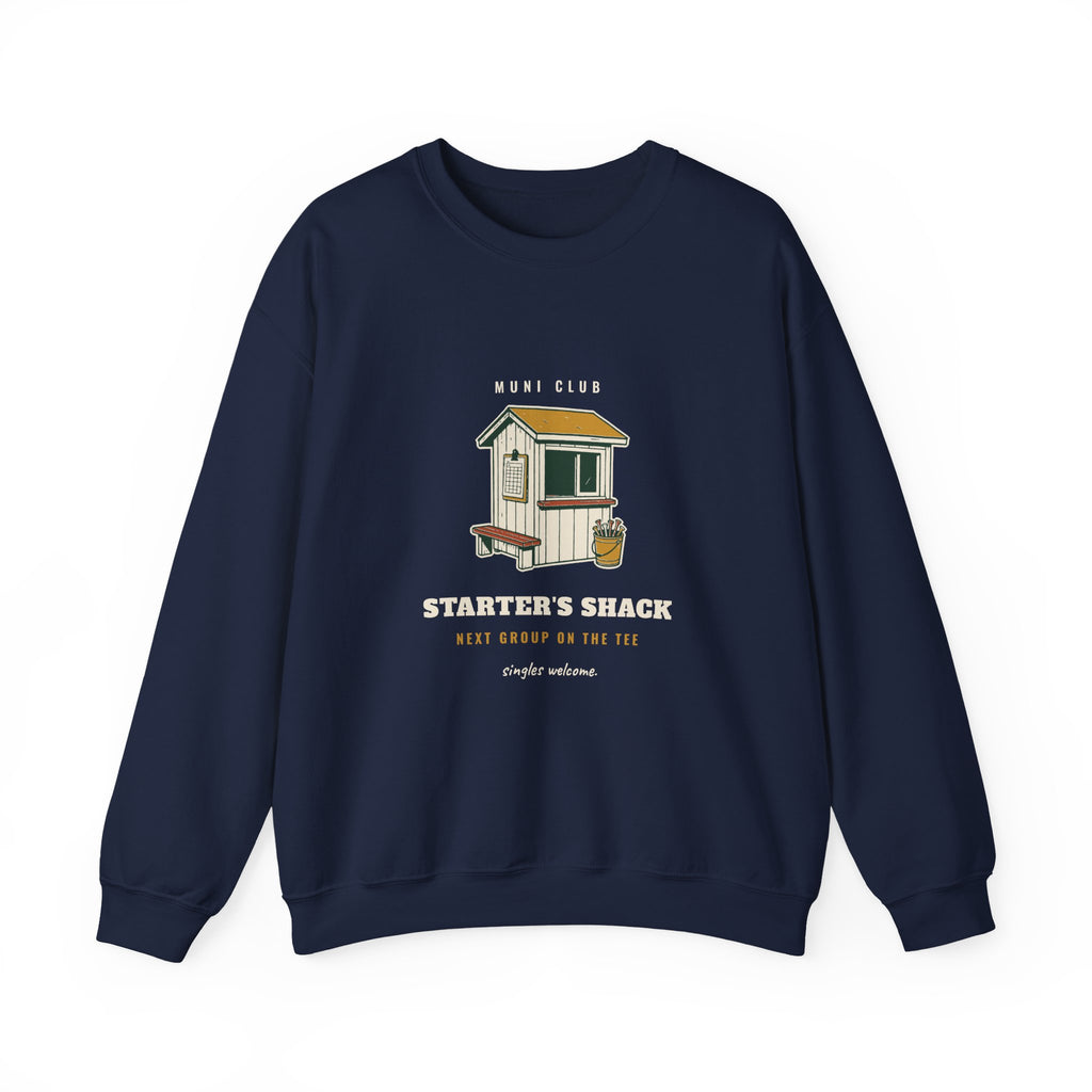 Starter's Shack Crewneck in Navy, front view