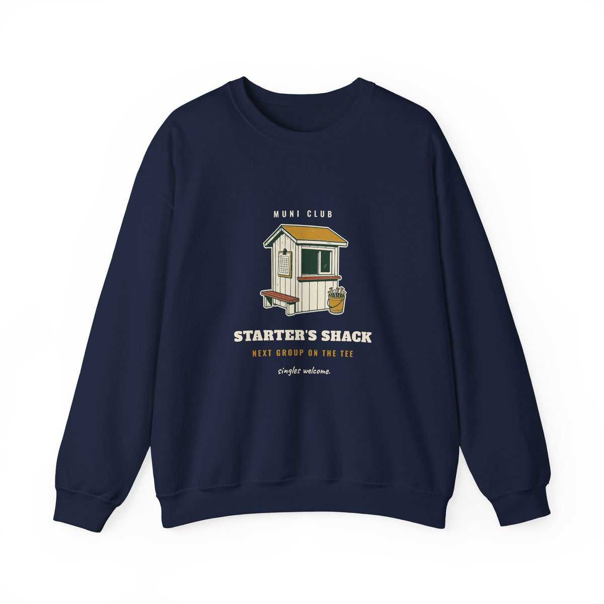 Starter's Shack Crewneck in Navy, front view