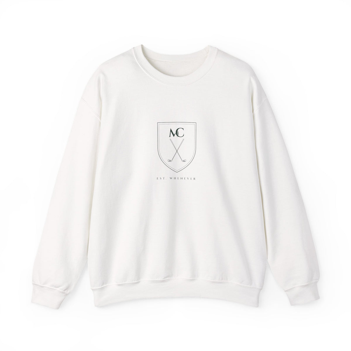 Club Crest Crewneck in White, front view