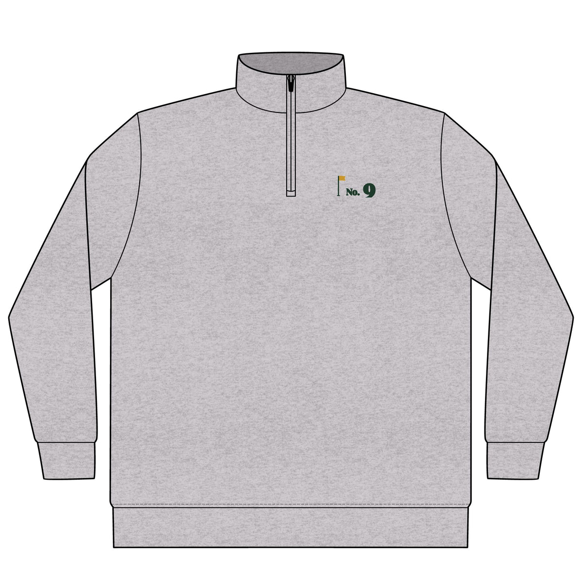 No. 9 Quarter-Zip in Grey Heather, front view
