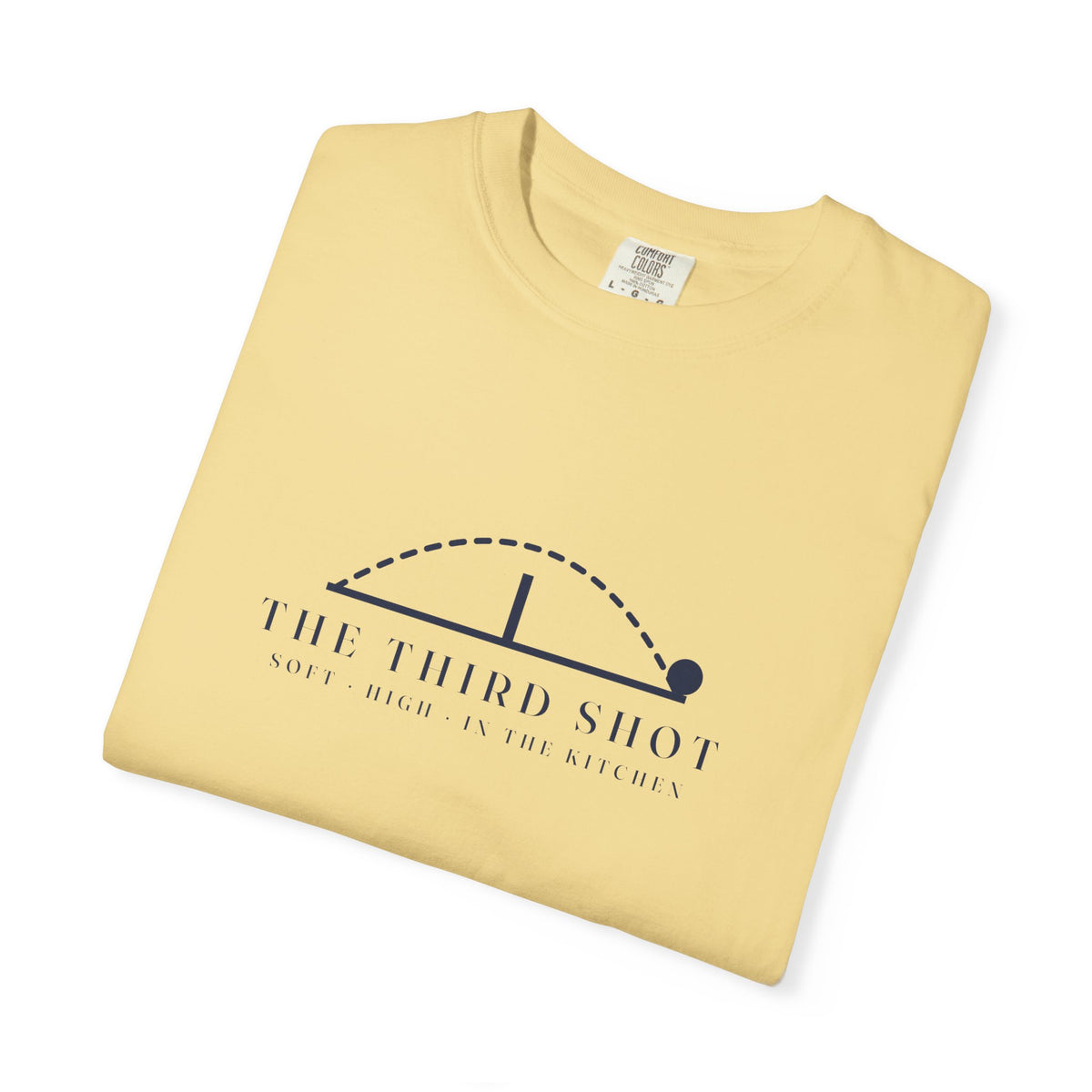 The Third Shot Tee in Butter, folded