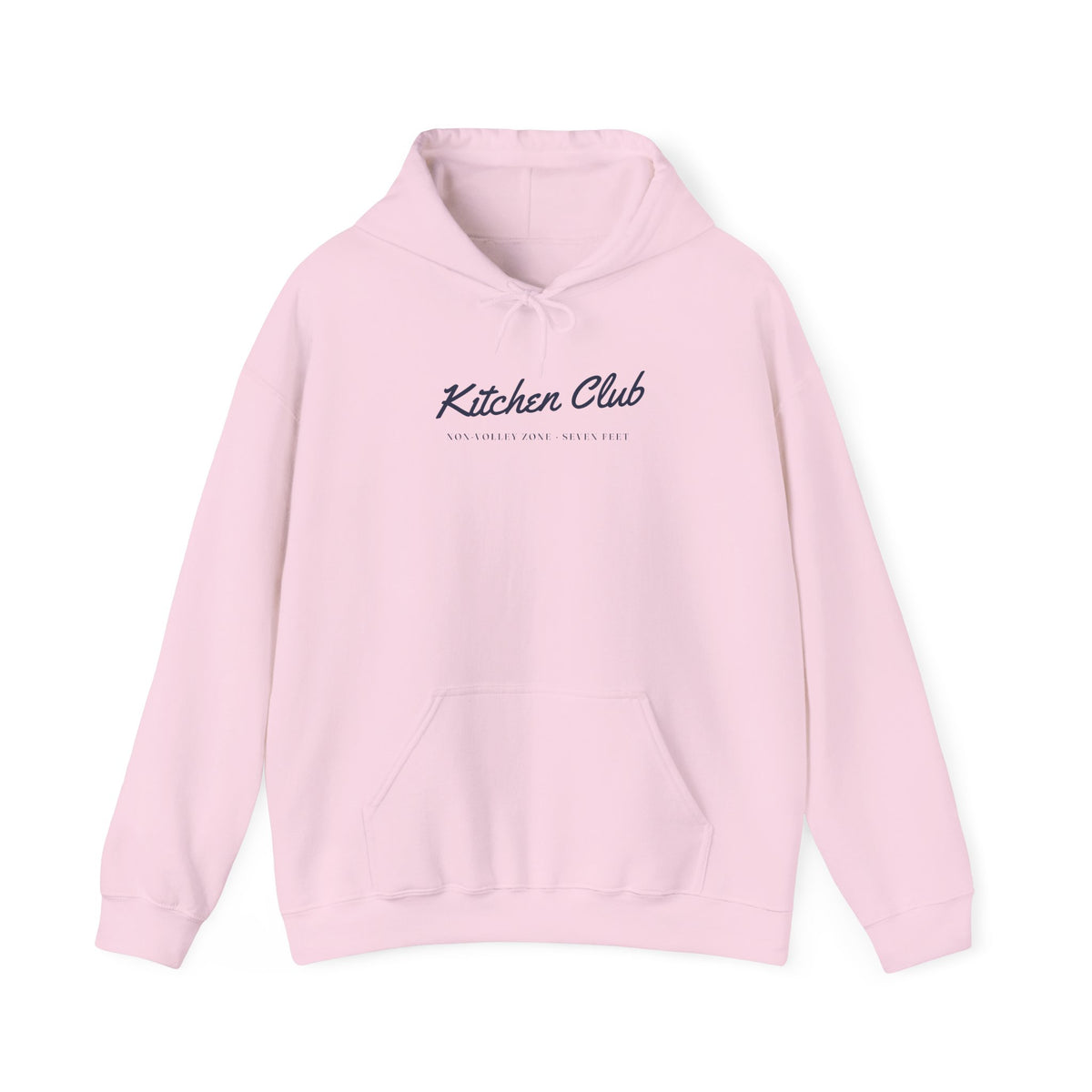 Kitchen Club Script Hoodie in Light Pink, front view