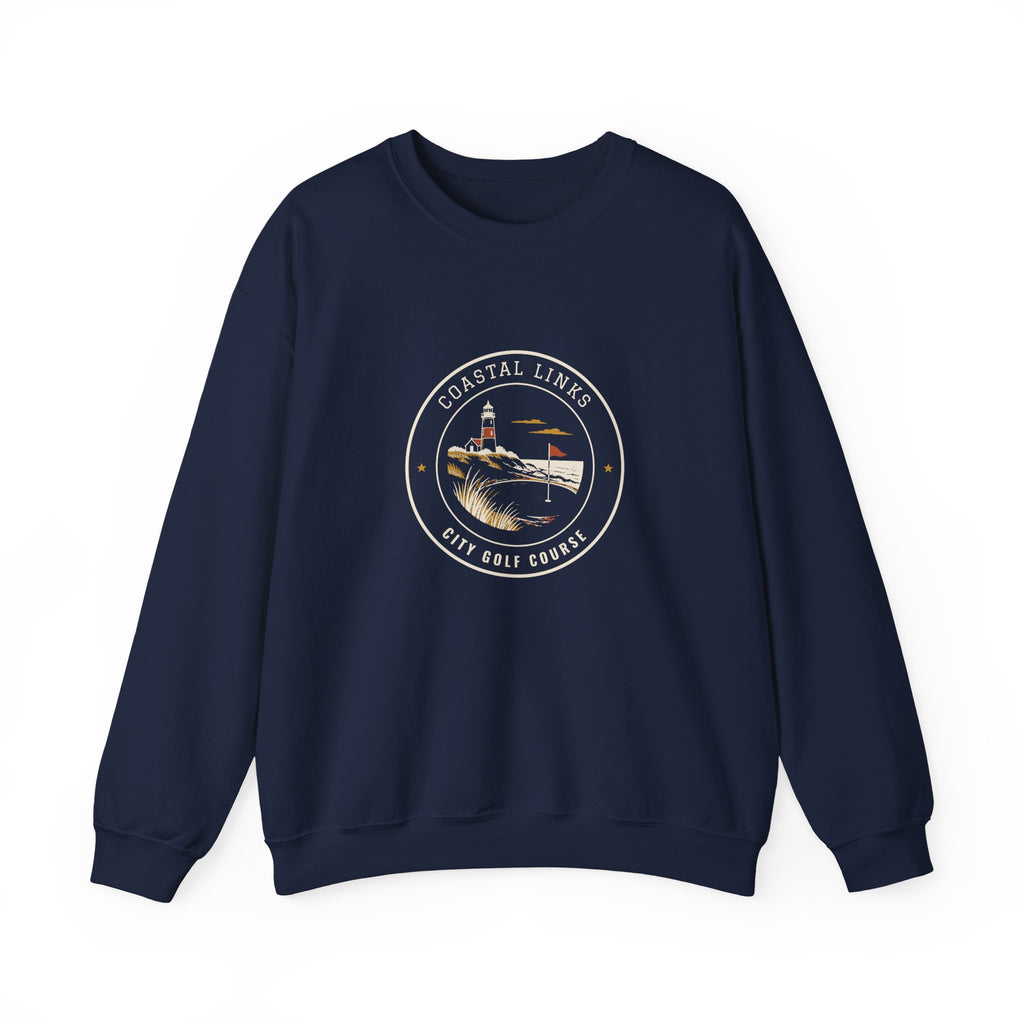 Coastal Links Crewneck in Navy, front view