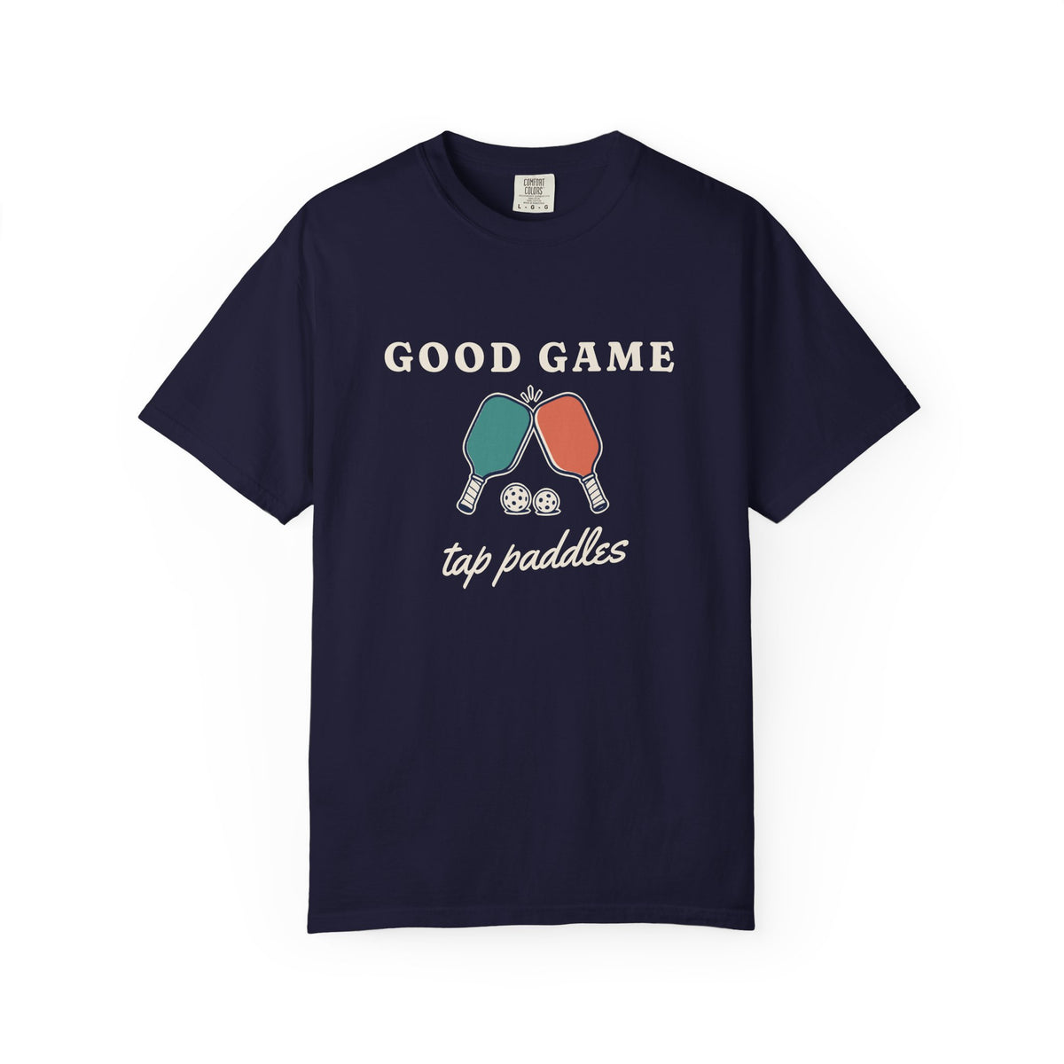 Tap Paddles Tee in True Navy, front view