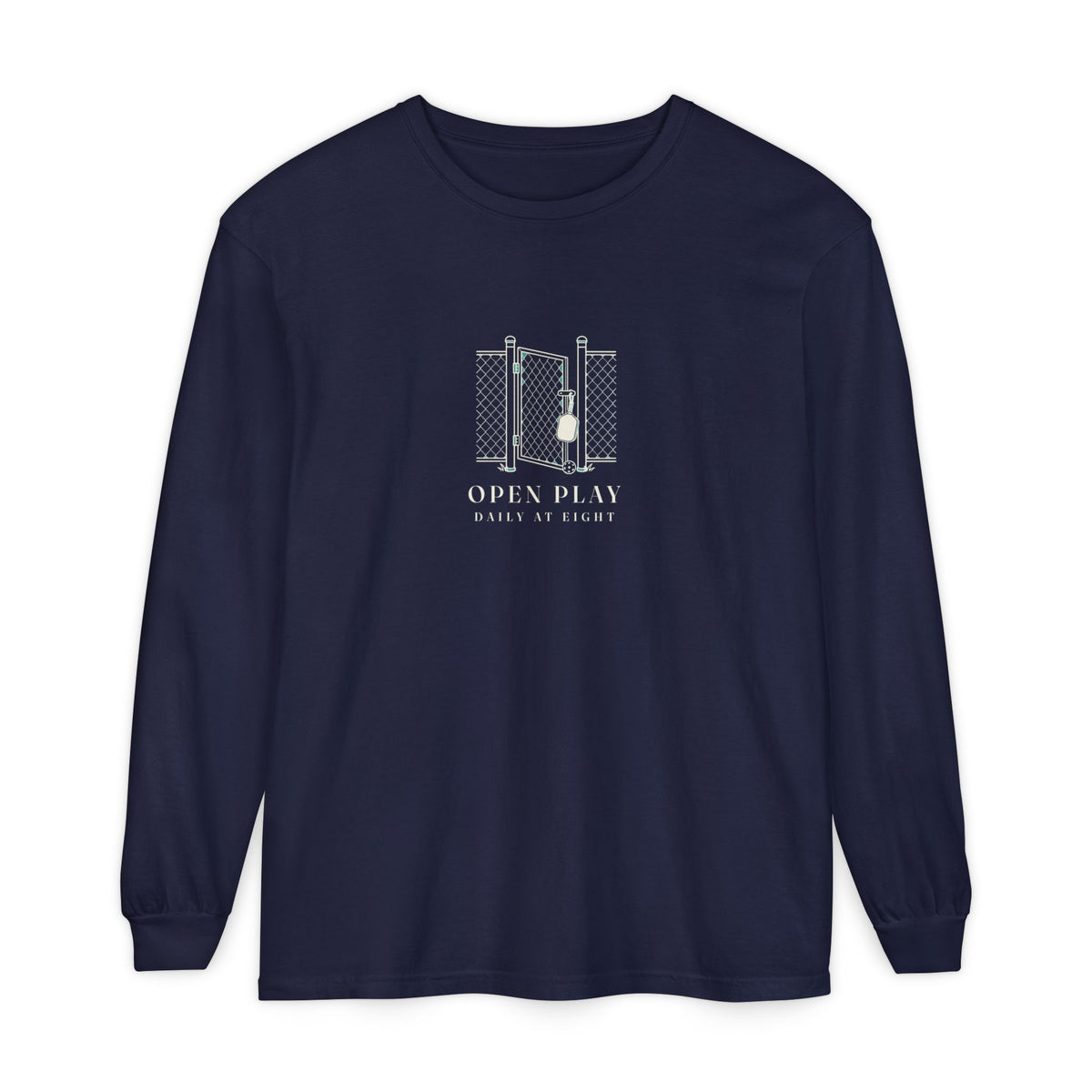 Court Gate Long Sleeve Tee in True Navy, front view