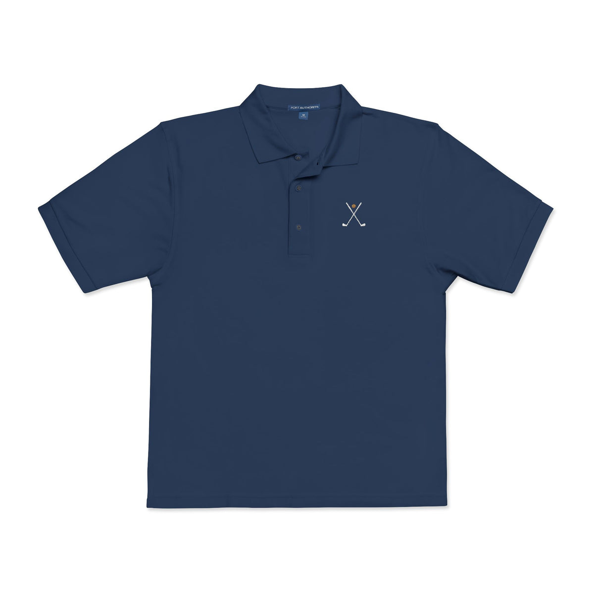 Crossed Irons Polo in Navy, front view