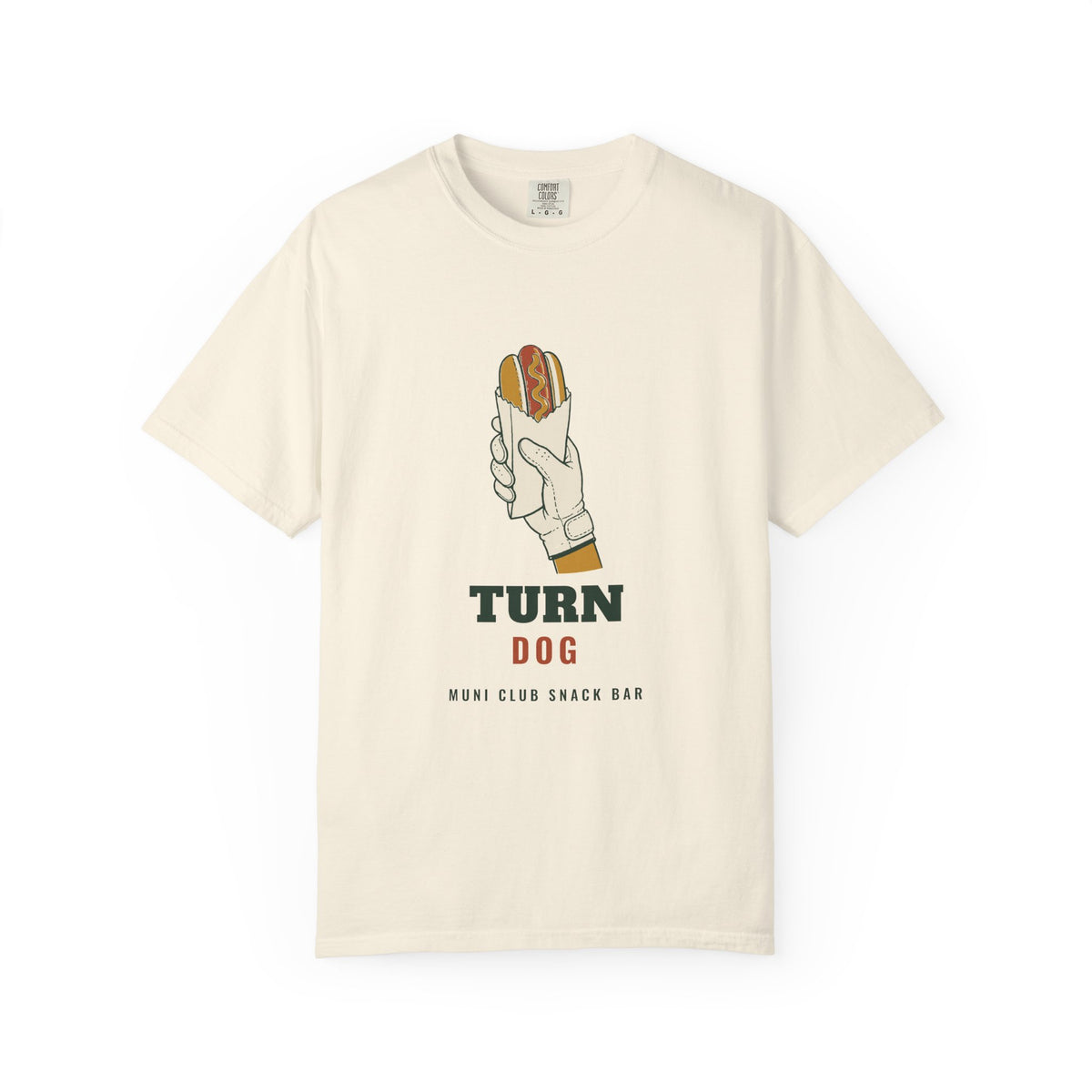 Turn Dog Tee in Ivory, front view