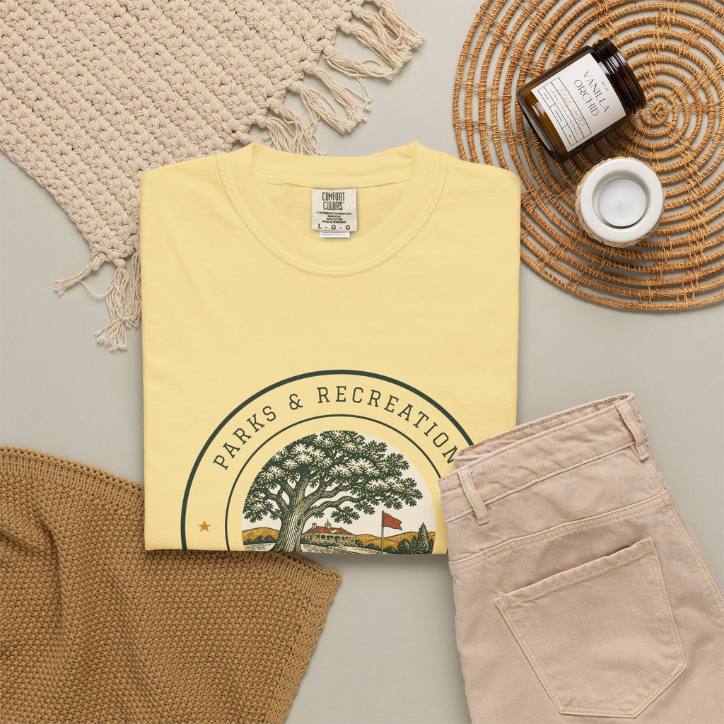 Parks & Recreation Tee in Butter, flat lay