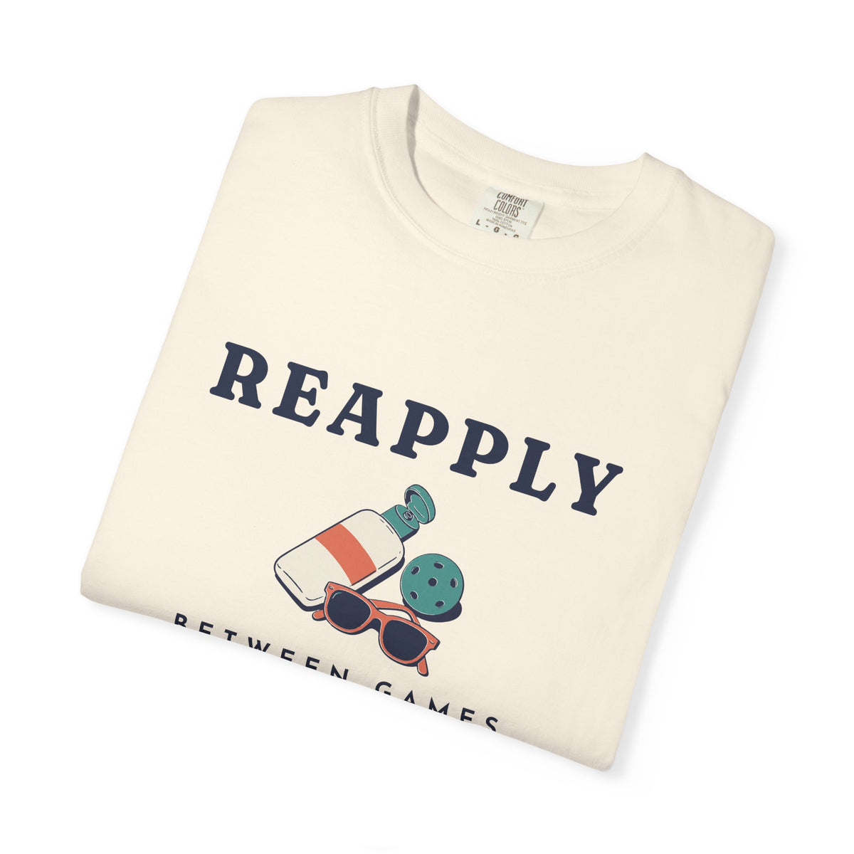 Reapply Between Games Tee in Ivory, folded
