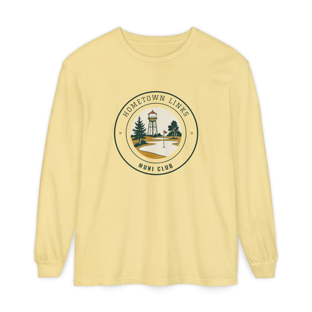 Hometown Links Long Sleeve Tee in Butter, front view