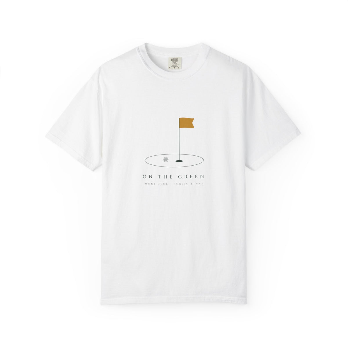 On the Green Tee in White, front view