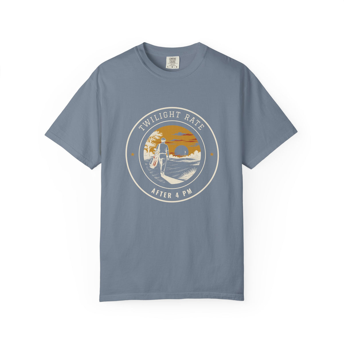 Twilight Rate Tee in Blue Jean, front view