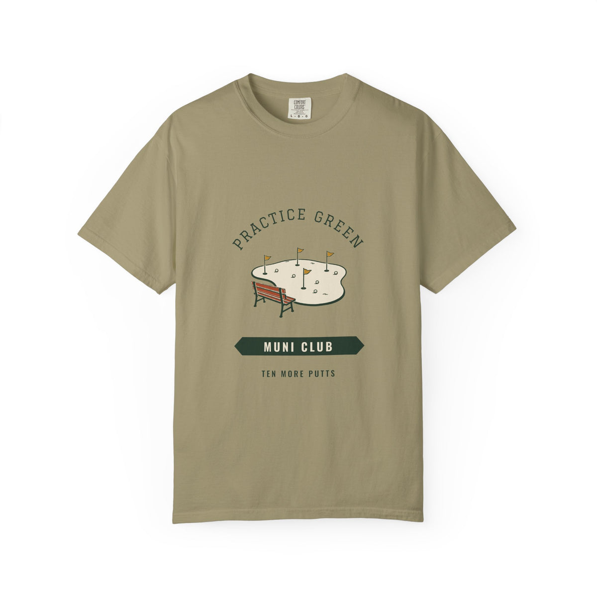 Practice Green Tee in Khaki, front view
