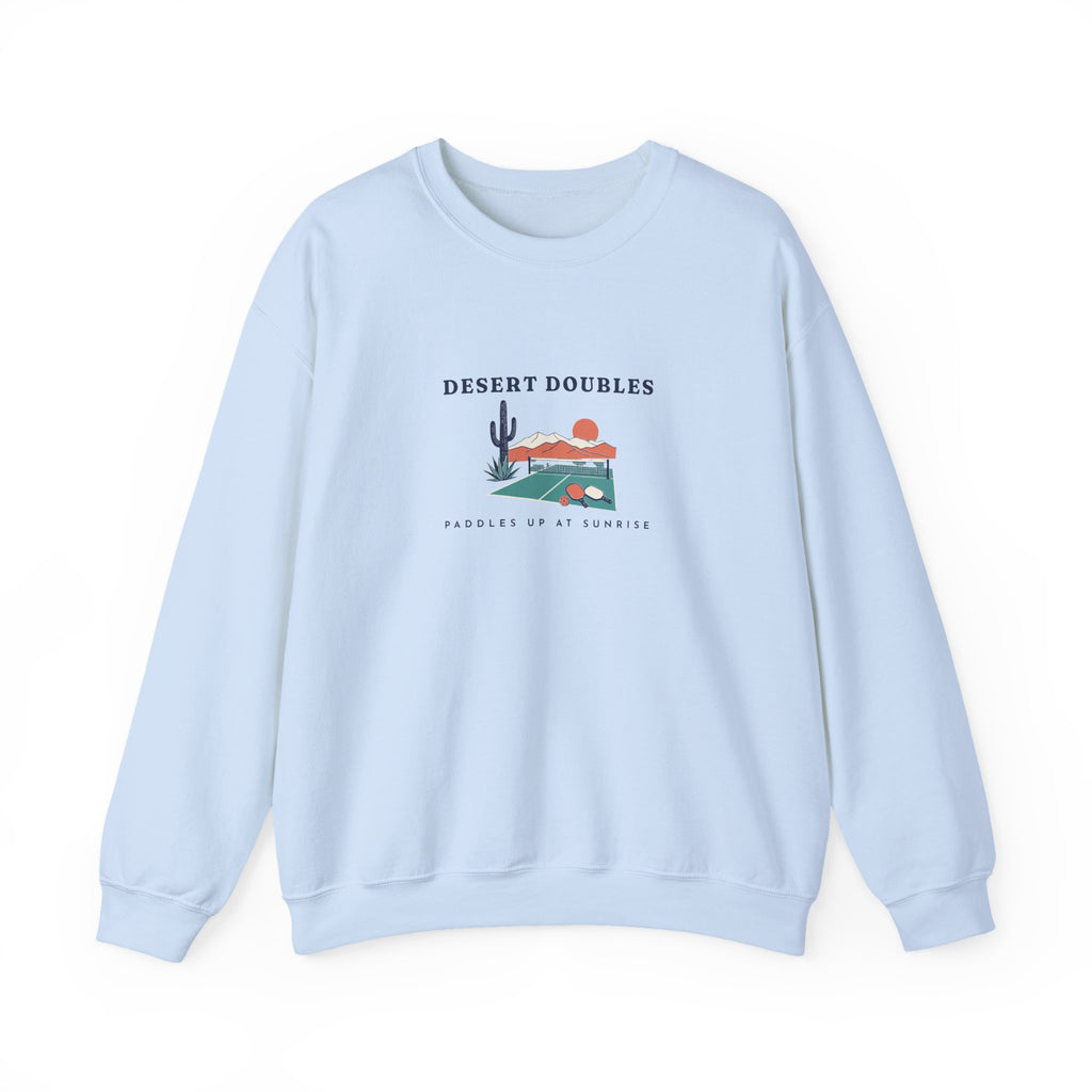 Desert Doubles Crewneck in Light Blue, front view