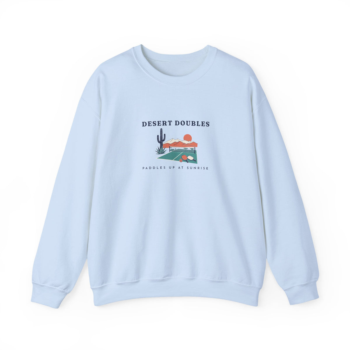 Desert Doubles Crewneck in Light Blue, front view
