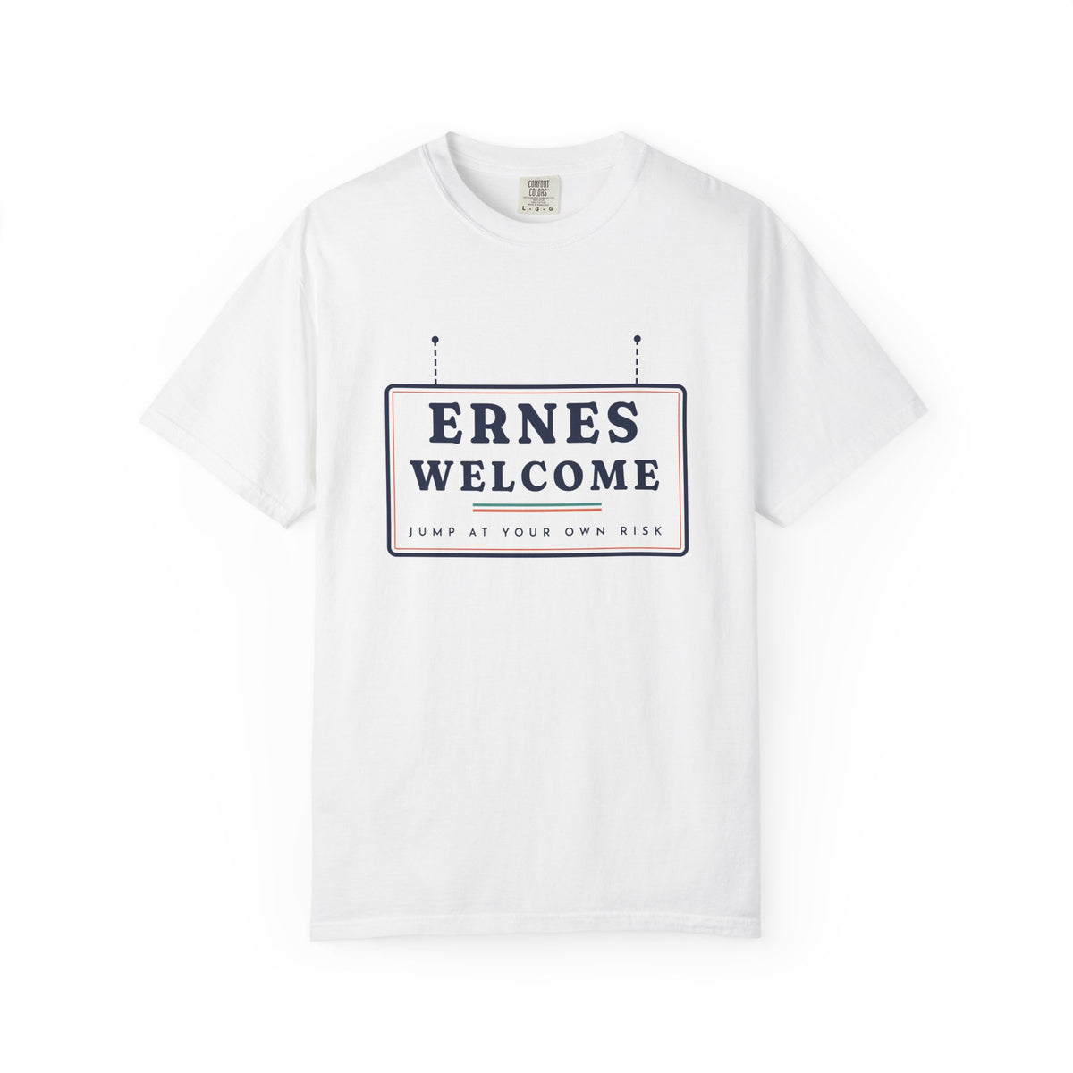 Ernes Welcome Tee in White, front view