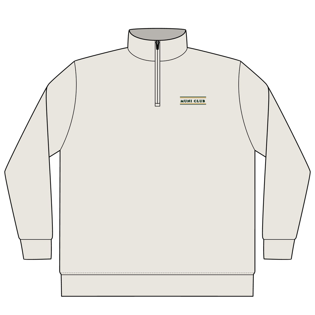 Club Stripe Quarter-Zip in Bone, front view
