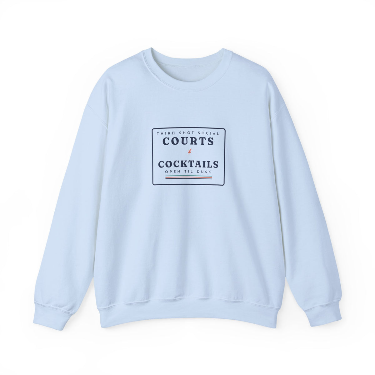Courts & Cocktails Crewneck in Light Blue, front view