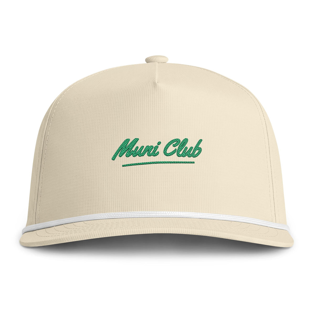 Muni Club Script Rope Cap in Ivory, front view