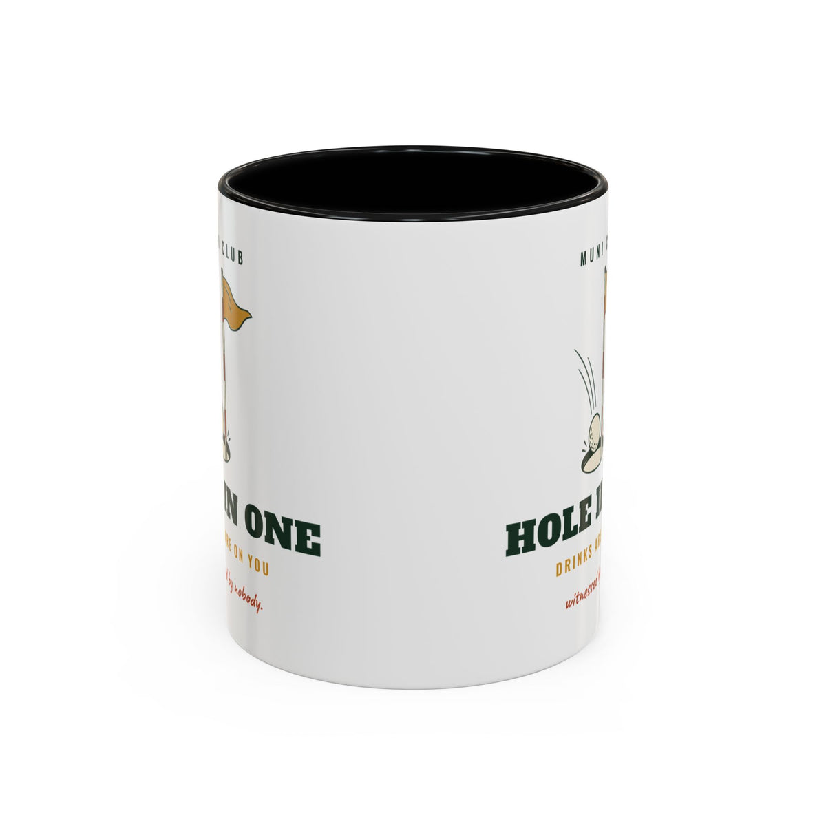 Hole in One Mug in Black, corner view