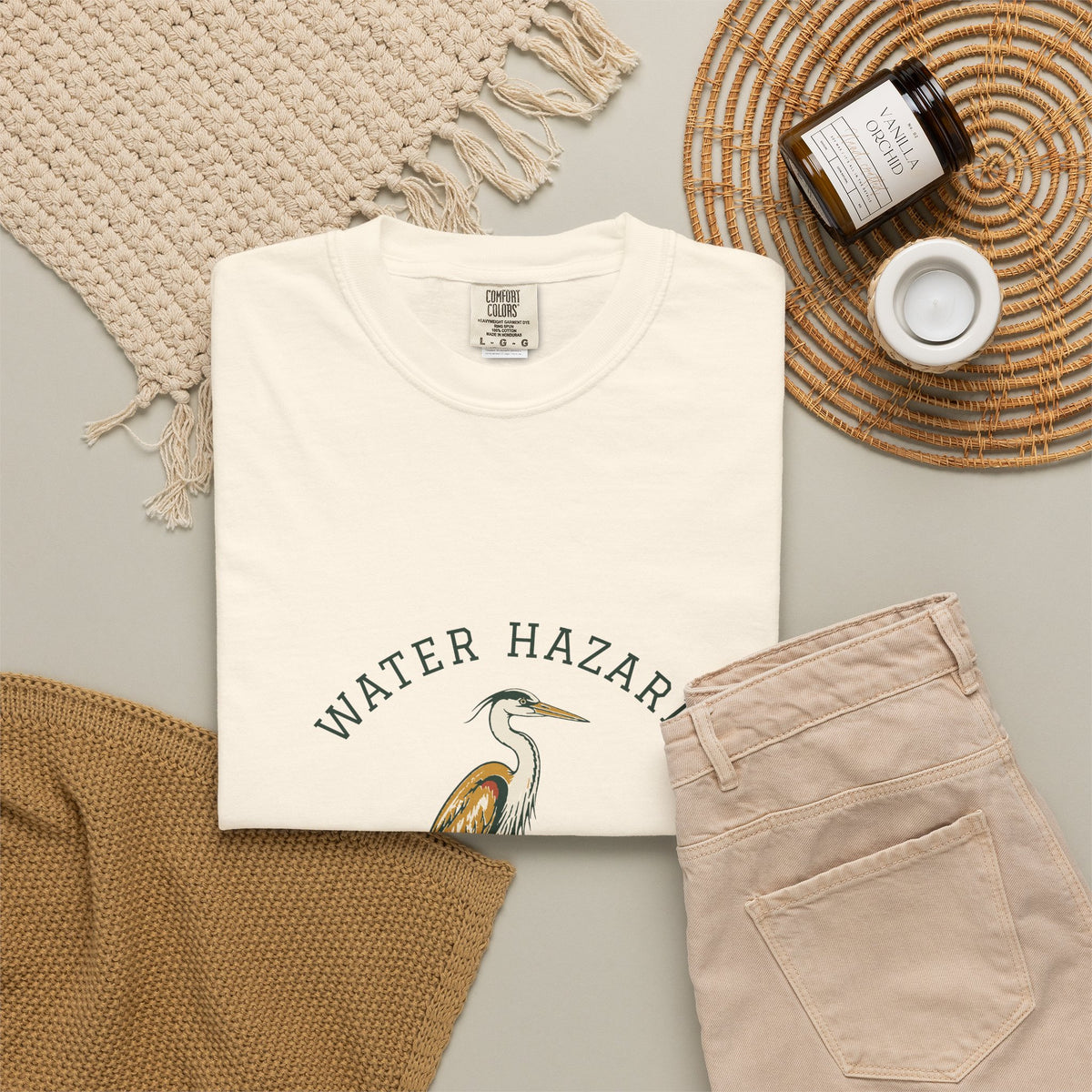 Water Hazard Tee in Ivory, flat lay