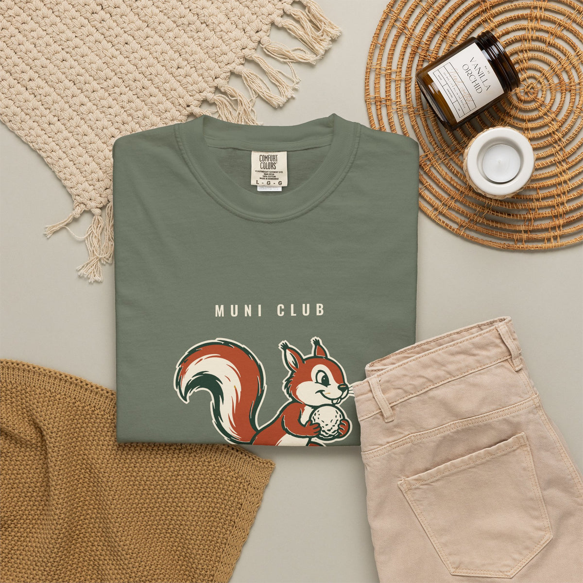 Rub of the Green Tee in Moss, flat lay