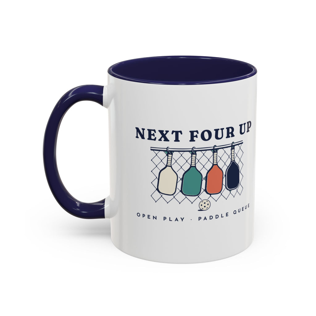 Next Four Up Mug in Navy, design, handle left
