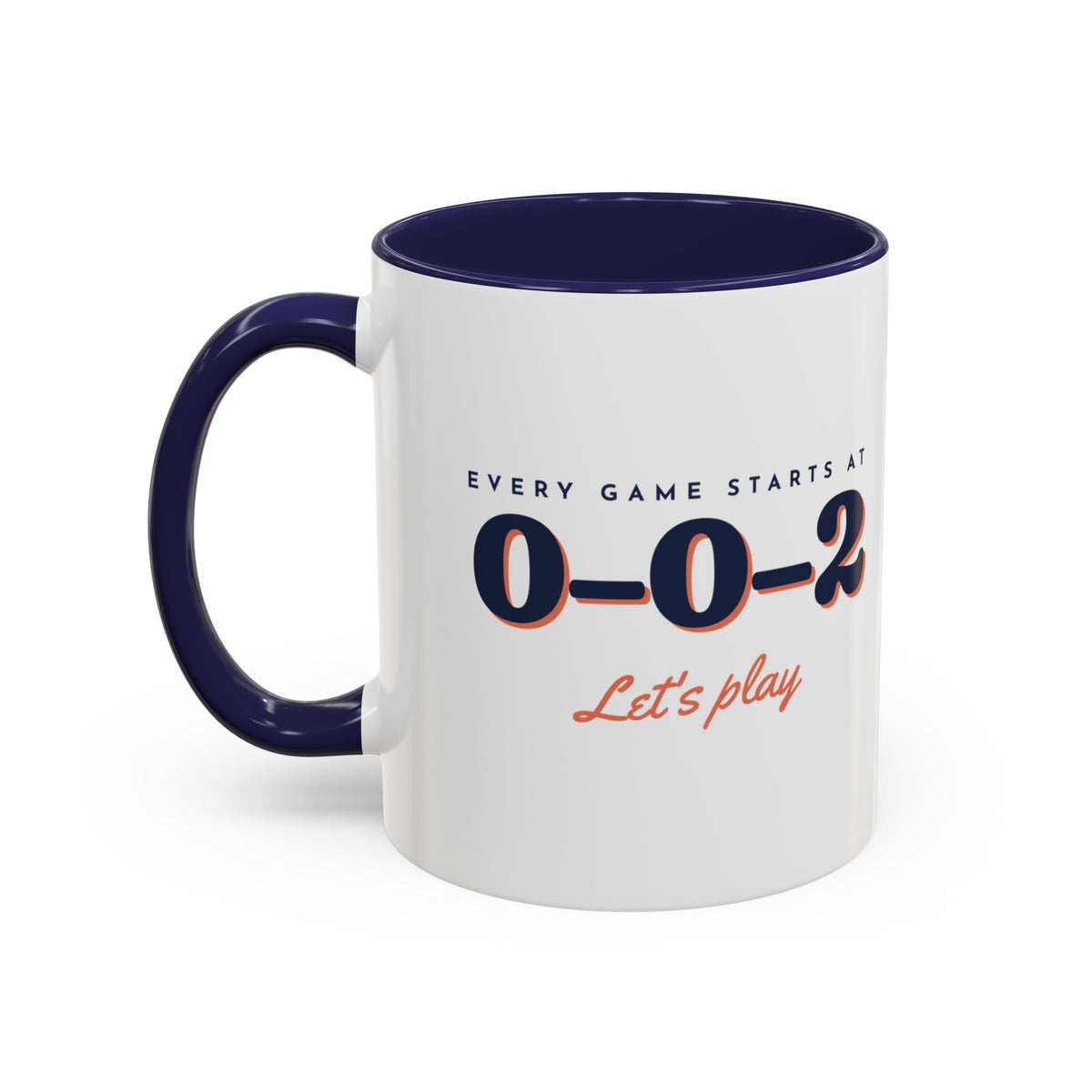0–0–2 Mug in Navy, design, handle left