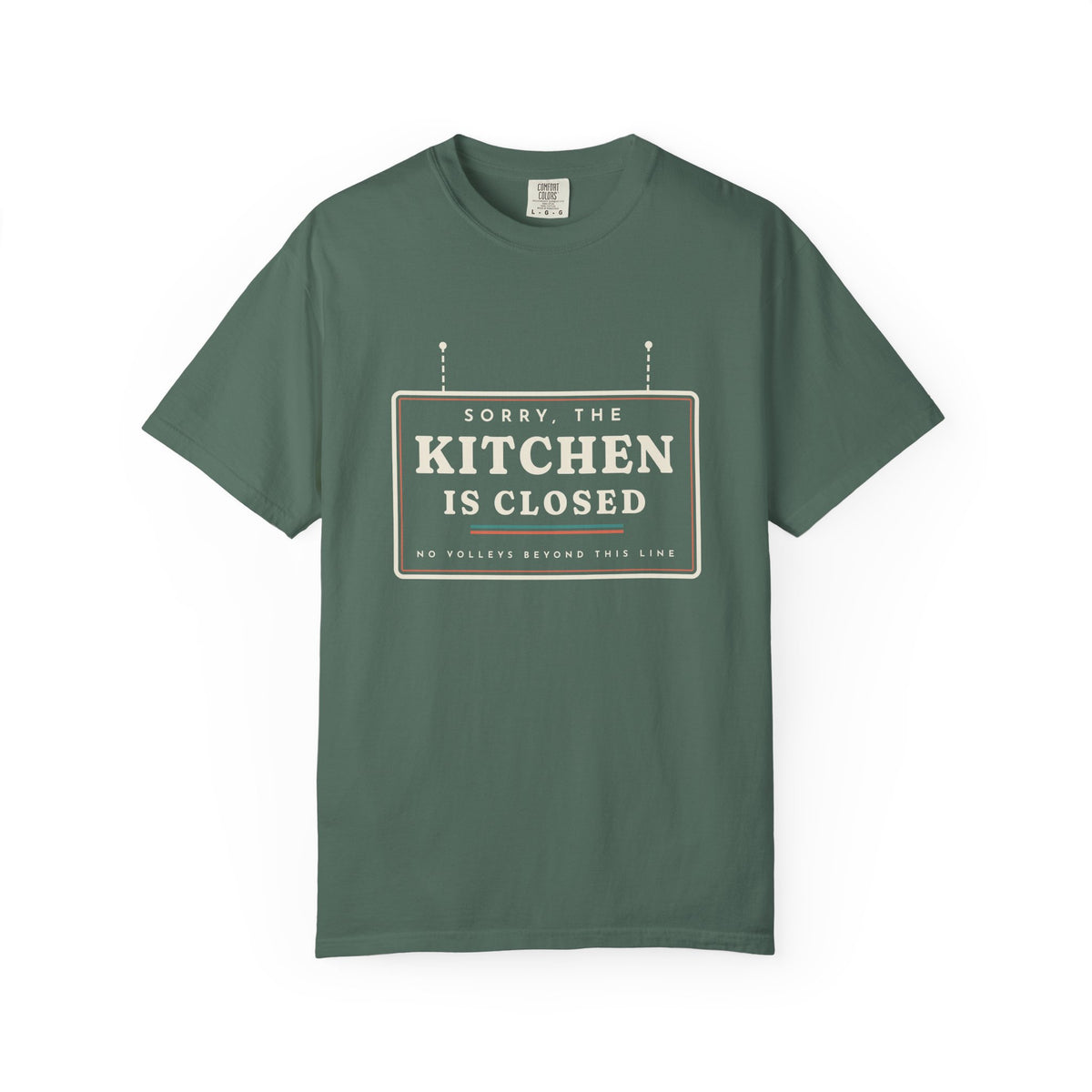 Kitchen Closed Tee in Blue Spruce, front view