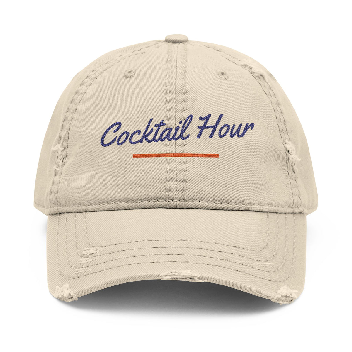 Cocktail Hour Dad Hat in Khaki, front view