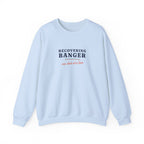 Recovering Banger Crewneck in Light Blue, front view
