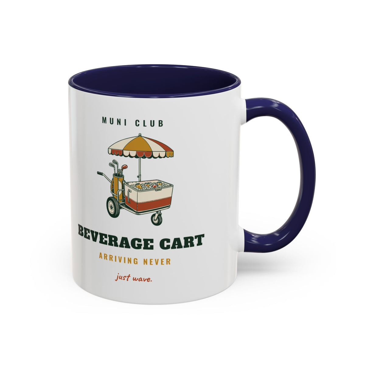 Beverage Cart Mug in Navy, design, handle right