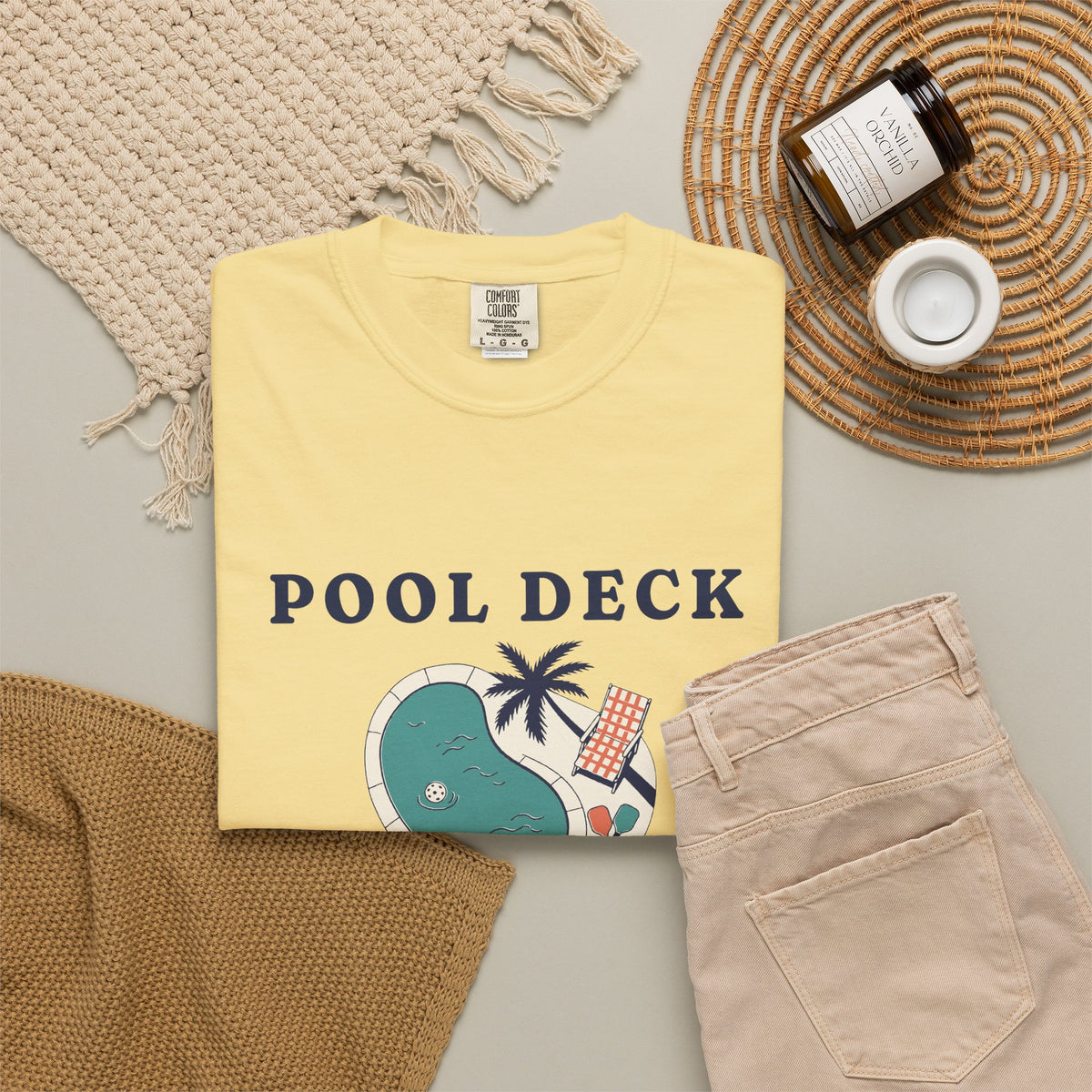 Pool Deck Doubles Tee in Butter, flat lay