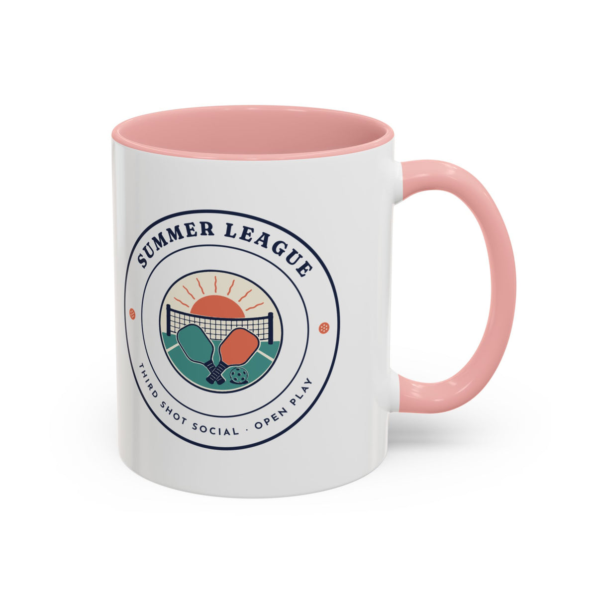 Summer League Mug in Pink, design, handle right