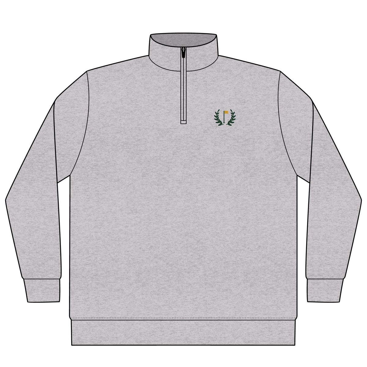 Laurel Flag Quarter-Zip in Grey Heather, front view