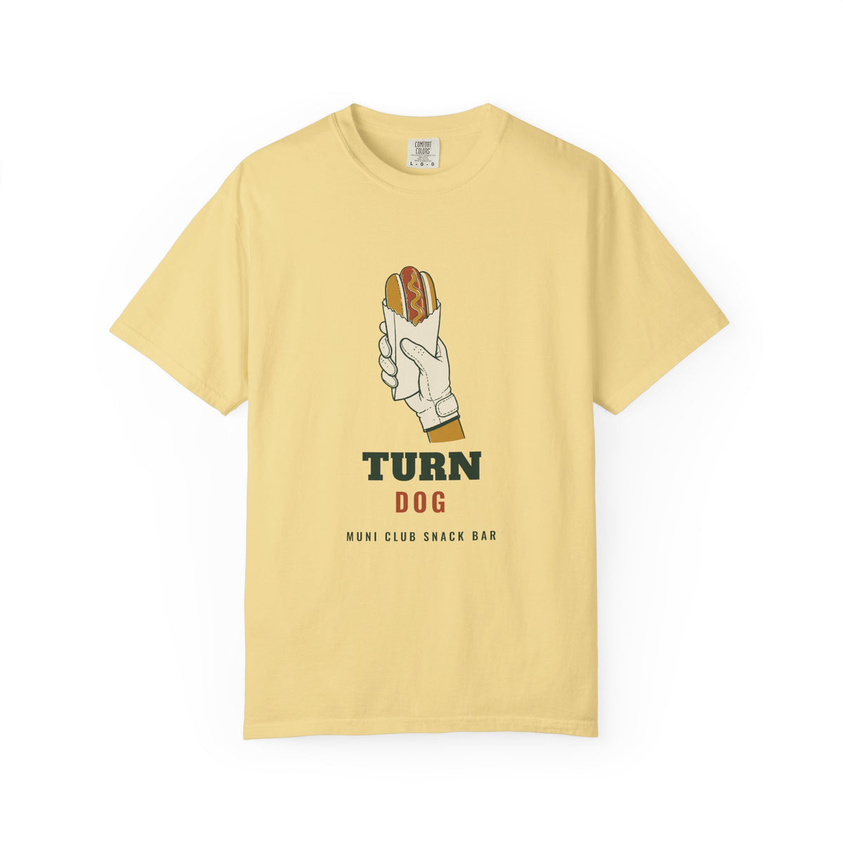 Turn Dog Tee in Butter, front view
