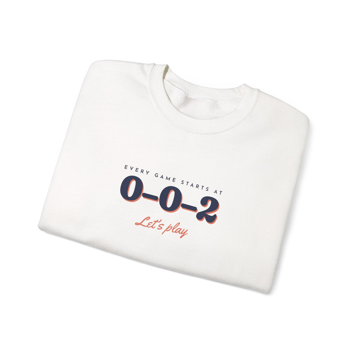 0–0–2 Crewneck in White, folded
