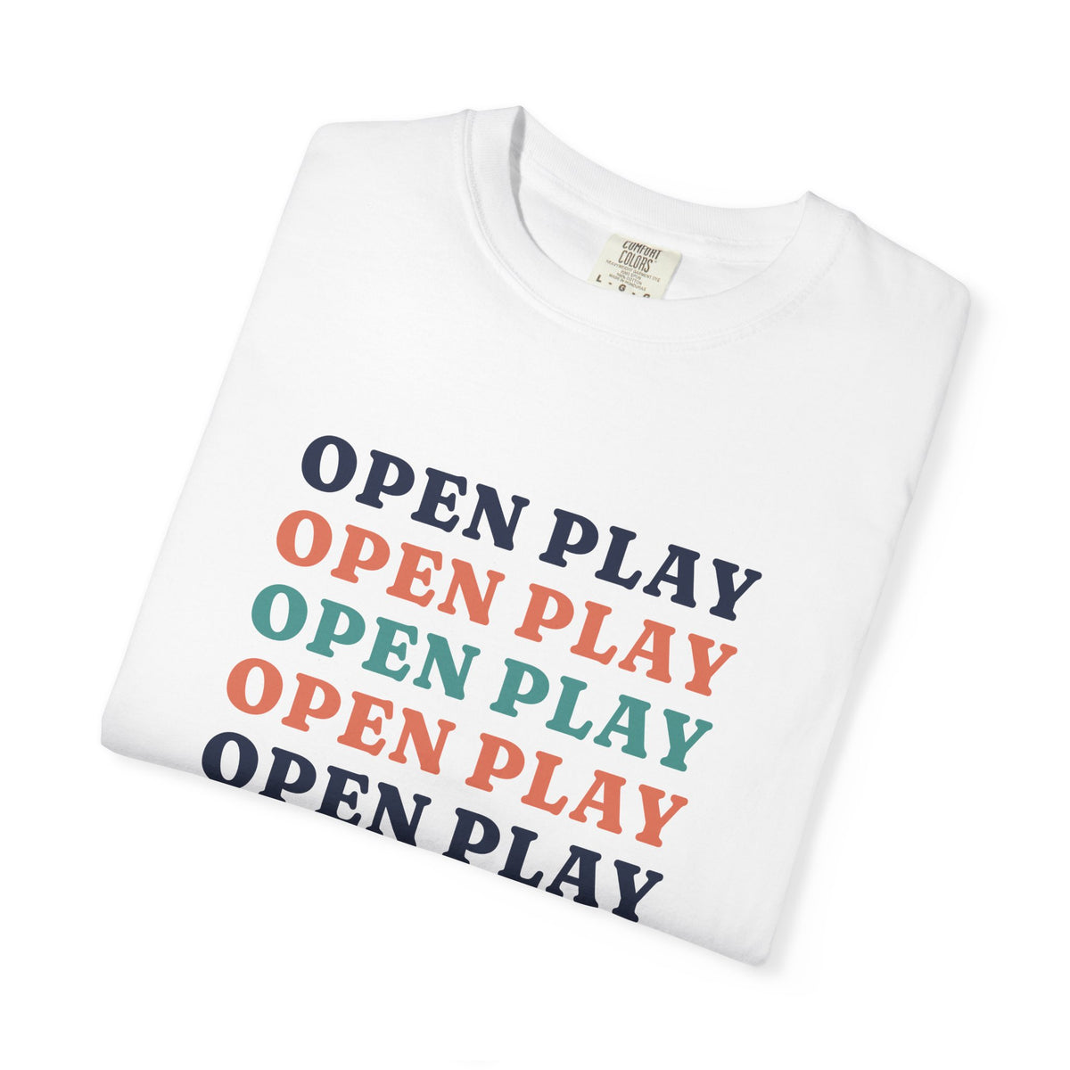 Open Play Repeat Tee in White, folded
